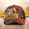 Joycorners Personalized Horse Orange Brown Leather Style Cap (9 Breeds)