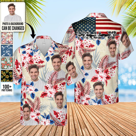 (Photo Inserted) Custom Face For Men, Women - Personalized Hawaiian Shirt