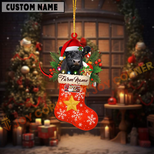 Joycorners Personalized Belted Galloway Christmas Stocking Ornament
