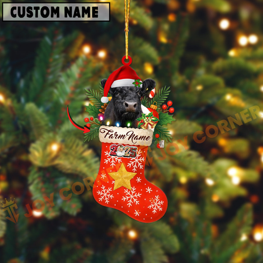 Joycorners Personalized Belted Galloway Christmas Stocking Ornament