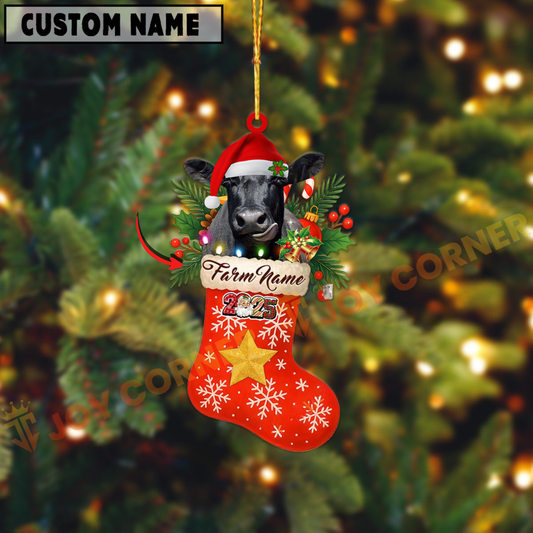 Joycorners Personalized Black Angus Christmas Stocking Ornament