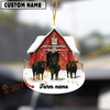 Joycorners Personalized Black Angus Moo-ry Christmas Barn Acrylic Ornament