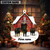 Joycorners Personalized Black Angus Moo-ry Christmas Barn Acrylic Ornament
