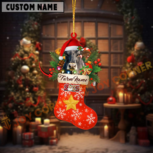Joycorners Personalized Brown Swiss Christmas Stocking Ornament