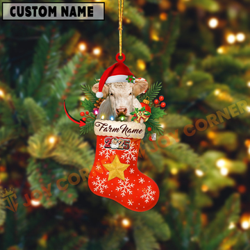 Joycorners Personalized Charolais Christmas Stocking Ornament