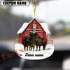 Joycorners Personalized Dexter Moo-ry Christmas Barn Acrylic Ornament