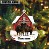 Joycorners Personalized Dexter Moo-ry Christmas Barn Acrylic Ornament