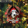 Joycorners Personalized Farm Name Merry Brahman Farm Plaid Ornament