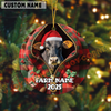 Joycorners Personalized Farm Name Merry Brown Swiss Farm Plaid Ornament