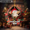 Joycorners Personalized Farm Name Merry Charolais Farm Plaid Ornament