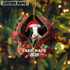 Joycorners Personalized Farm Name Merry Holstein Farm Plaid Ornament