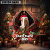 Joycorners Personalized Farm Name Merry Horse Farm Plaid Ornament