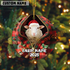 Joycorners Personalized Farm Name Merry Sheep Farm Plaid Ornament