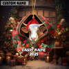 Joycorners Personalized Farm Name Merry Simmental Farm Plaid Ornament