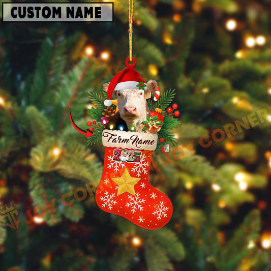 Joycorners Personalized Hereford Christmas Stocking Ornament
