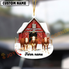 Joycorners Personalized Hereford Moo-ry Christmas Barn Acrylic Ornament