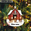 Joycorners Personalized Hereford Moo-ry Christmas Barn Acrylic Ornament