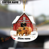Joycorners Personalized Highland Moo-ry Christmas Barn Acrylic Ornament