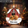 Joycorners Personalized Highland Moo-ry Christmas Barn Acrylic Ornament