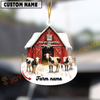 Joycorners Personalized Holstein Moo-ry Christmas Barn Acrylic Ornament