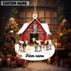 Joycorners Personalized Holstein Moo-ry Christmas Barn Acrylic Ornament