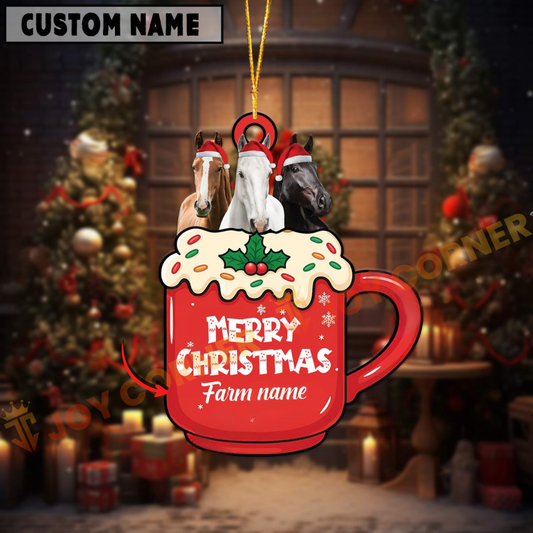 Joycorners Personalized Horse Merry Christmas Farm Mug Ornament