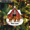 Joycorners Personalized Jersey Moo-ry Christmas Barn Acrylic Ornament