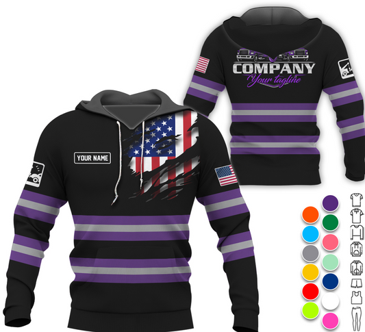 Joycorners Custom Name Purple Shirt for Husband, Truck Driver, Long Haul CDL Gift, Diesel Mechanic Shirt, Apparel Trucker PT2609