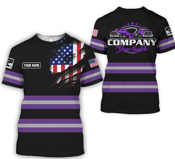 Joycorners Custom Name Purple Shirt for Husband, Truck Driver, Long Haul CDL Gift, Diesel Mechanic Shirt, Apparel Trucker PT2609