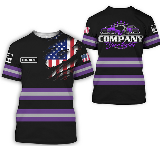 Joycorners Custom Name Purple Shirt for Husband, Truck Driver, Long Haul CDL Gift, Diesel Mechanic Shirt, Apparel Trucker PT2609