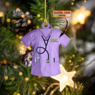 Joycorners Personalized Nurse Scrubs Christmas Ornament - Gift for Nurse
 2D Flat LM1711