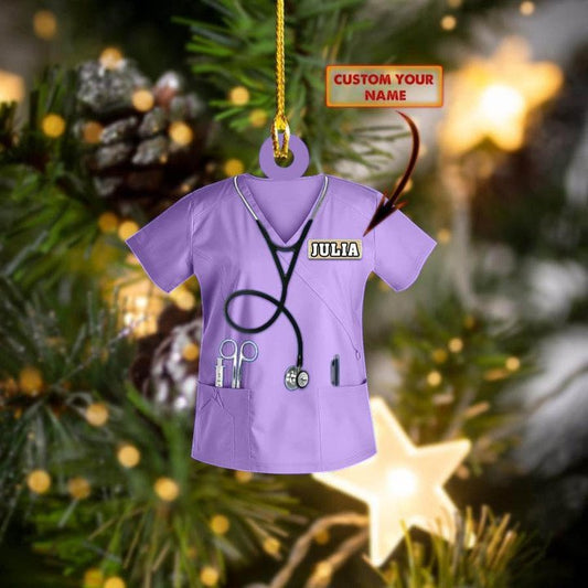 Joycorners Personalized Nurse Scrubs Christmas Ornament - Gift for Nurse
 2D Flat LM1711