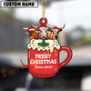 Joycorners Personalized Texas Long Horn Merry Christmas Farm Mug Ornament