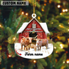 Joycorners Personalized Texas Long Horn Moo-ry Christmas Barn Acrylic Ornament