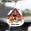 Joycorners Personalized Texas Long Horn Moo-ry Christmas Barn Acrylic Ornament
