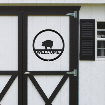 Joycorners Pig Wall Art , Welcome Sign Pig Wall Decor, Pig Home Decor, Pig Farm Wall Art, Hog Wall Art  , Pig Lover Gift , Farmhouse Decor, Farm Wall Decor, Hog Farm Wall Decor, Hog Farm Wall Art LM0110