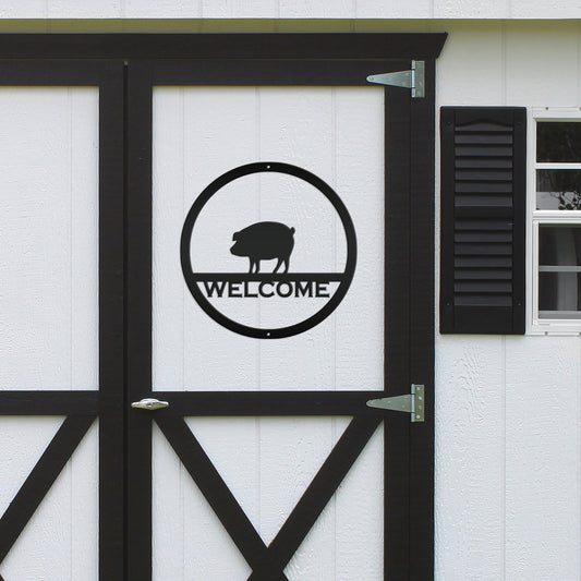 Joycorners Pig Wall Art , Welcome Sign Pig Wall Decor, Pig Home Decor, Pig Farm Wall Art, Hog Wall Art  , Pig Lover Gift , Farmhouse Decor, Farm Wall Decor, Hog Farm Wall Decor, Hog Farm Wall Art LM0110