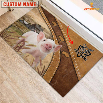 Joycorners Pig Personalized - Welcome  Doormat