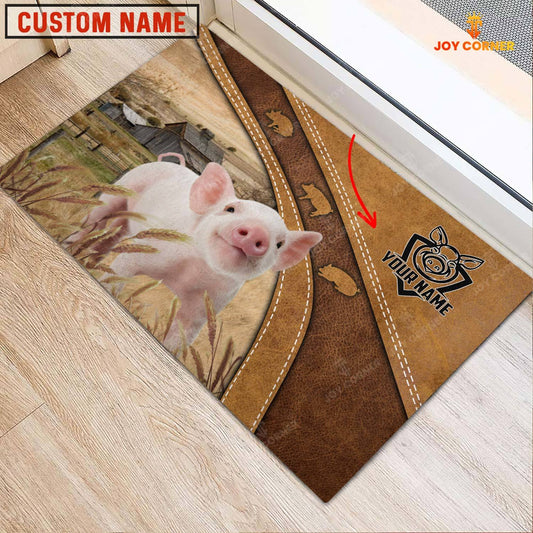 Joycorners Pig Personalized - Welcome  Doormat