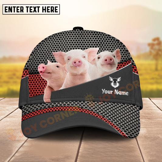 Joycorners Pig Ranch Style Metal Pattern Mesh 3D Cap Personalized Name Cap