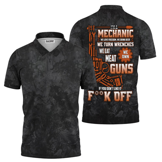 Joycorners Funny Mechanic T Shirt We Love Freedom We Drink Beer We Turn Wrenches Auto Repair Garage Workwear Tee Patriotic Gift For Men Dad Husband PT2609