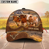 Joycorners Cattle Cow Farm Landscape Leather Curve Pattern Personalized Name 3D Cap (6 Breeds)