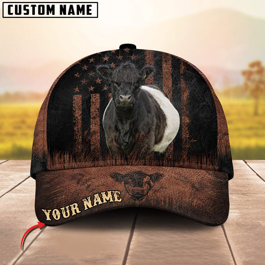 Joycorners Belted Galloway Flag Pattern Customized Name Metal 3D Classic Cap