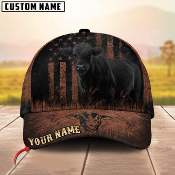 Joycorners Black Angus Flag Pattern Customized Name Metal 3D Classic Cap