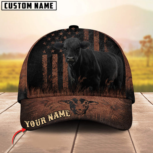 Joycorners Black Angus Flag Pattern Customized Name Metal 3D Classic Cap