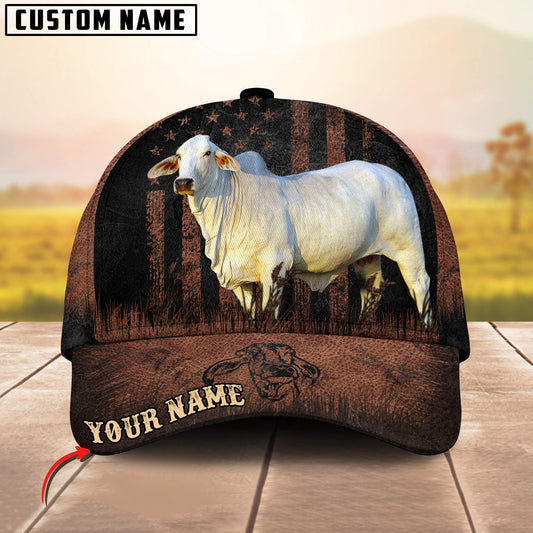 Joycorners Brahman Flag Pattern Customized Name Metal 3D Classic Cap