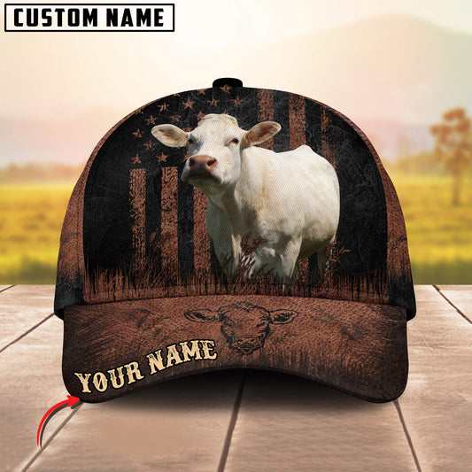 Joycorners Charolais Flag Pattern Customized Name Metal 3D Classic Cap