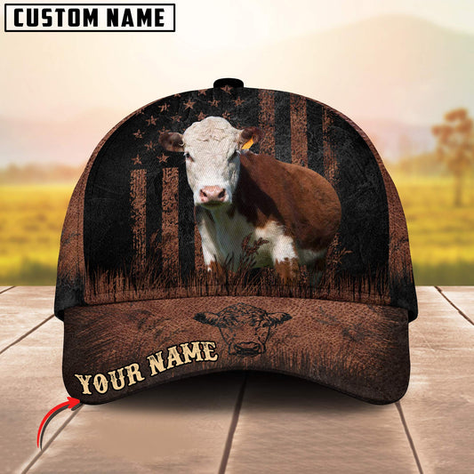 Joycorners Hereford Flag Pattern Customized Name Metal 3D Classic Cap