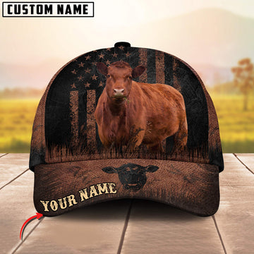 Joycorners Red Angus Flag Pattern Customized Name Metal 3D Classic Cap
