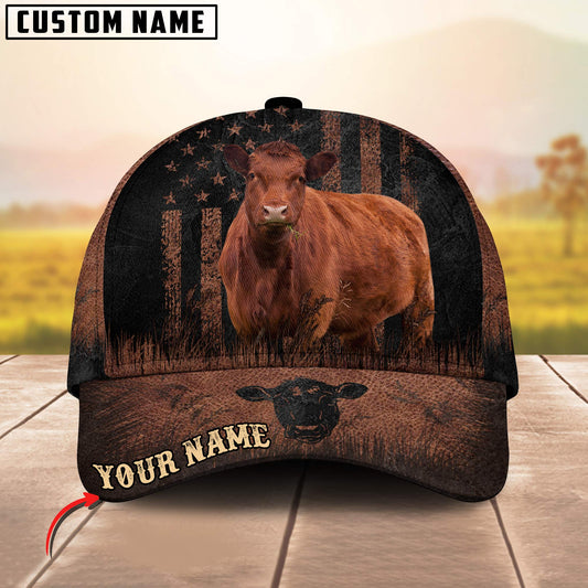 Joycorners Red Angus Flag Pattern Customized Name Metal 3D Classic Cap